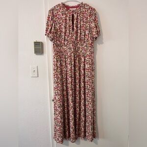 Boden Rosanna Jersey Midi Dress Size 12 Regular Cottagecore Keyhole Puff Sleeve